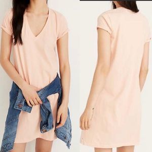 Madewell Peach V-Neck T-Shirt Dress